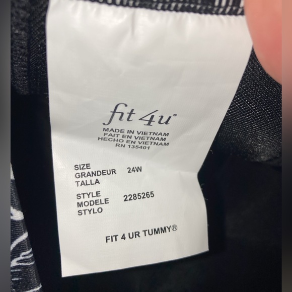 FIT 4 U Tummy Swimsuit Plus Size Women's Black White Hawaiian Print Ruched - Picture 5 of 6